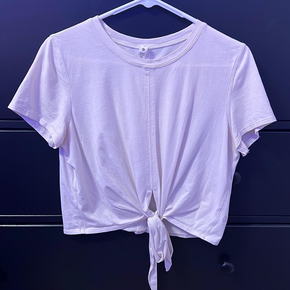 Lululemon Tie Short Sleeve Top Size 6 Color Bone